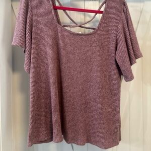 Maurices Mauve Ribbed Scoop Neck Top with Crisscross Back